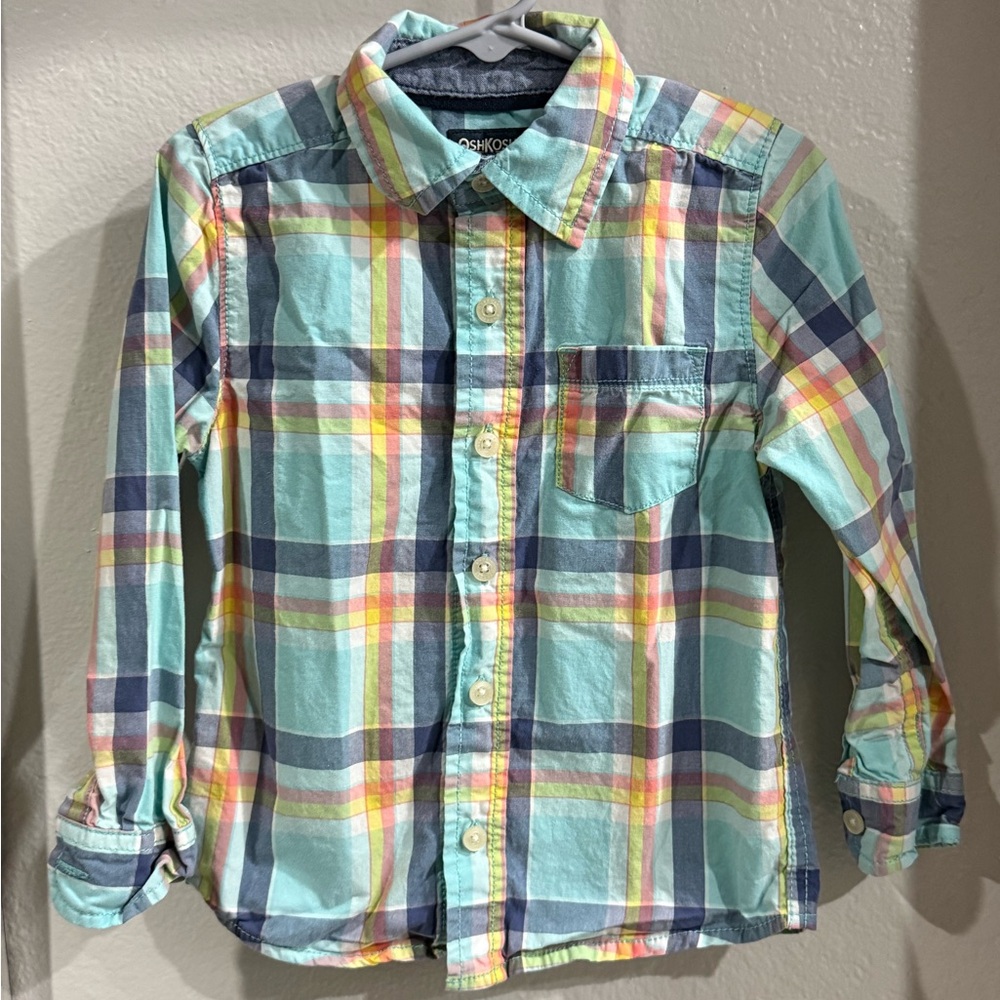 OshKosh B'gosh Spring Easter Plaid Button Down 4T Shirt